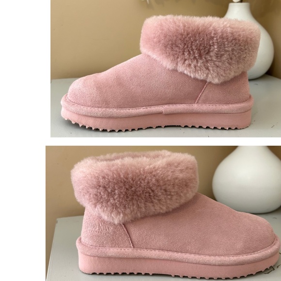 New Condition Cloud Nine Sheepskin Suede Booties Dusty Pink Size 6 - Picture 9 of 13